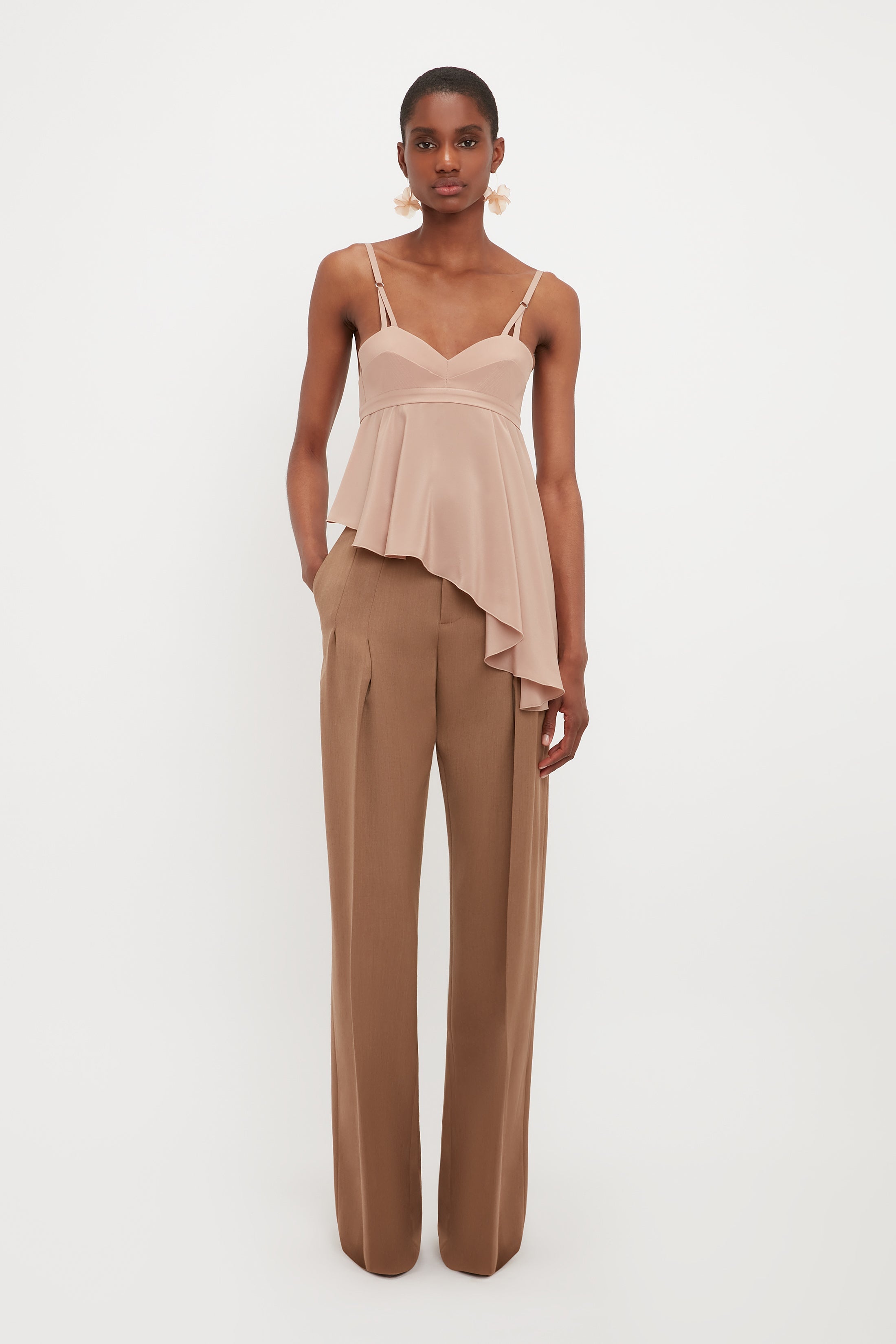 Front Pleat Trousers In Fawn - 2