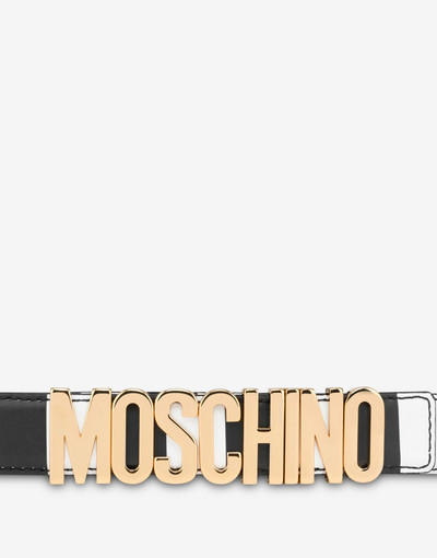 Moschino LETTERING LOGO STRIPED CALFSKIN BELT outlook