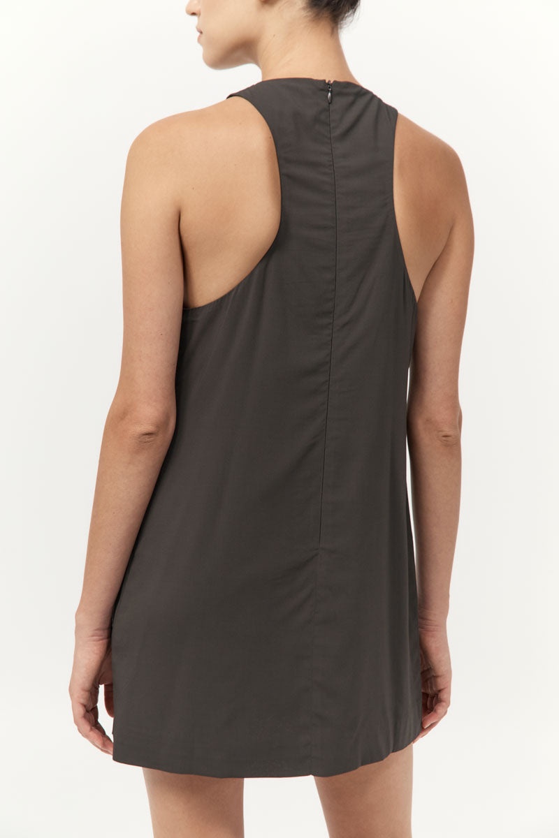Cut Away Shift Dress - Black Olive - 7