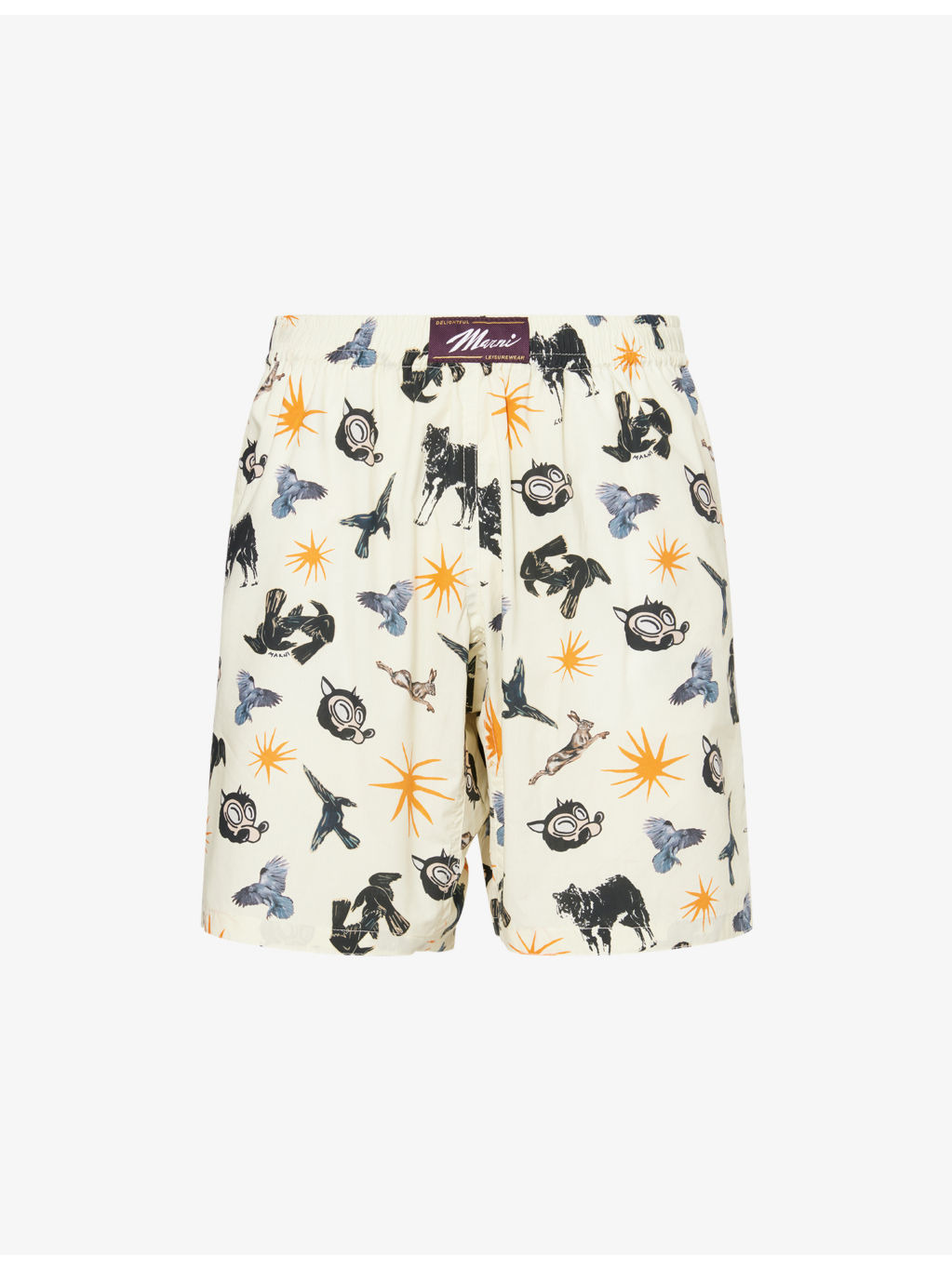 Graphic-Print Relaxed-Fit Cotton Shorts - 1