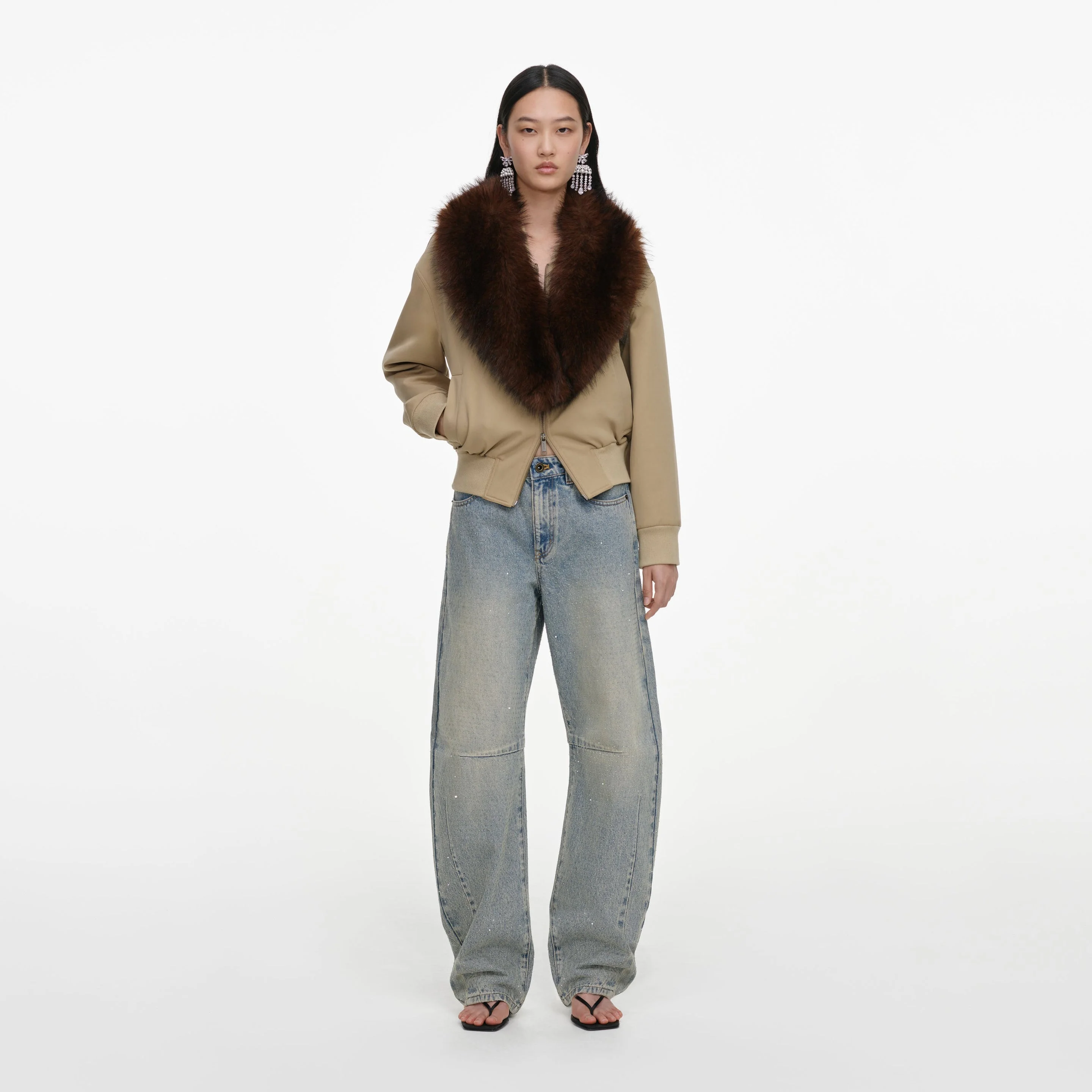 Bleached Wash Jeans - 1