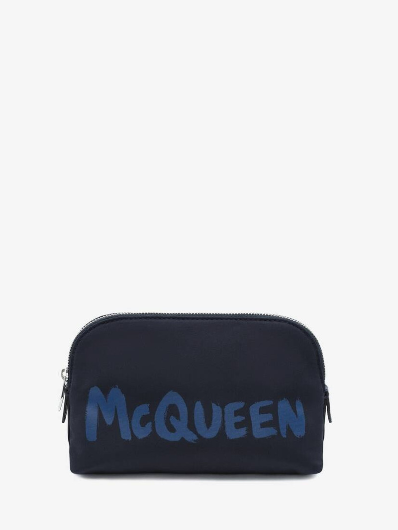 Mcqueen Graffiti Medium Zip Pouch in Navy 1