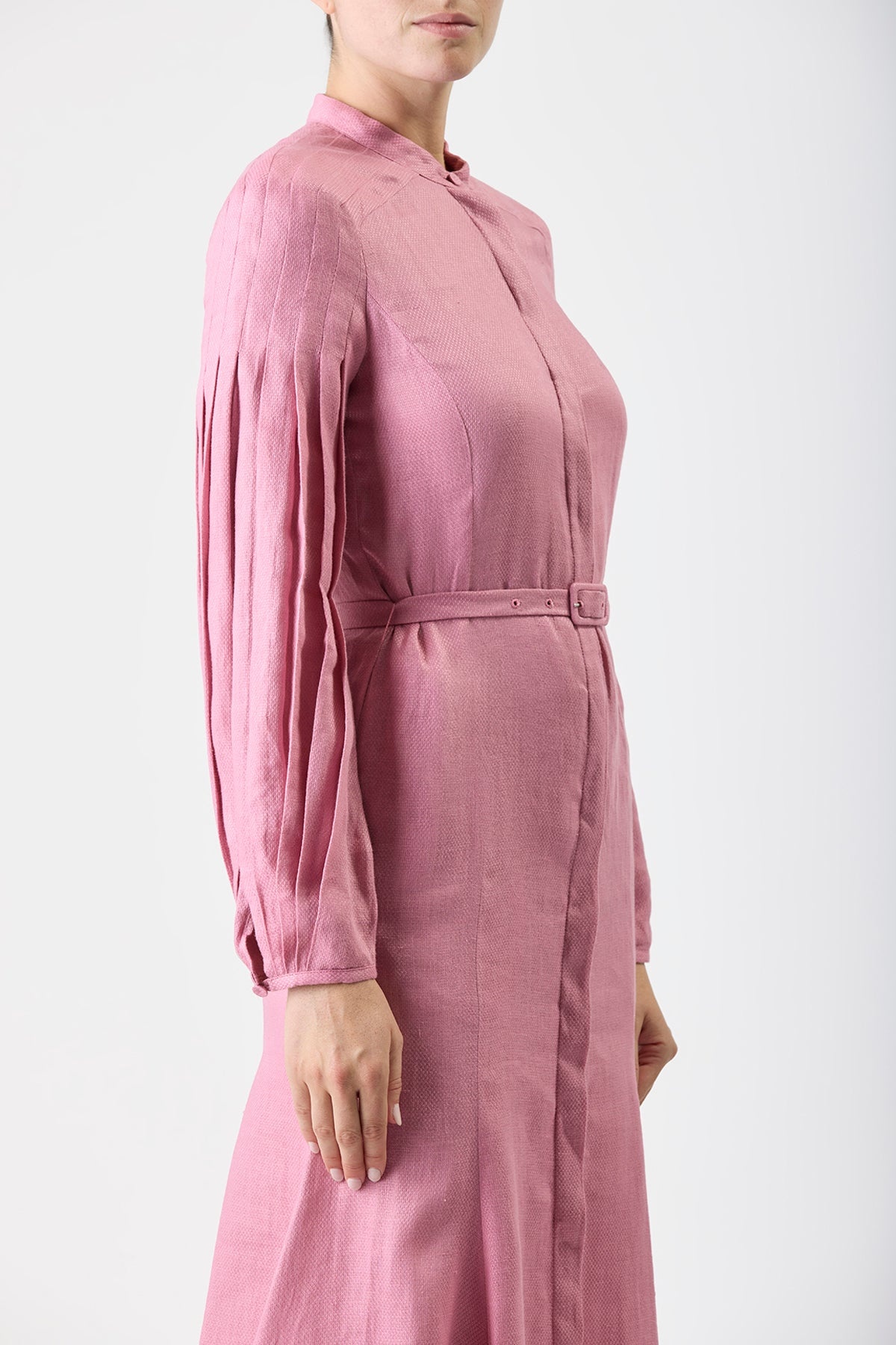 Lydia Dress with Slip in Rose Quartz Linen - 5