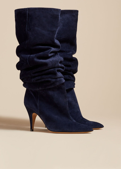 KHAITE The River Knee-High Boot in Midnight Suede outlook