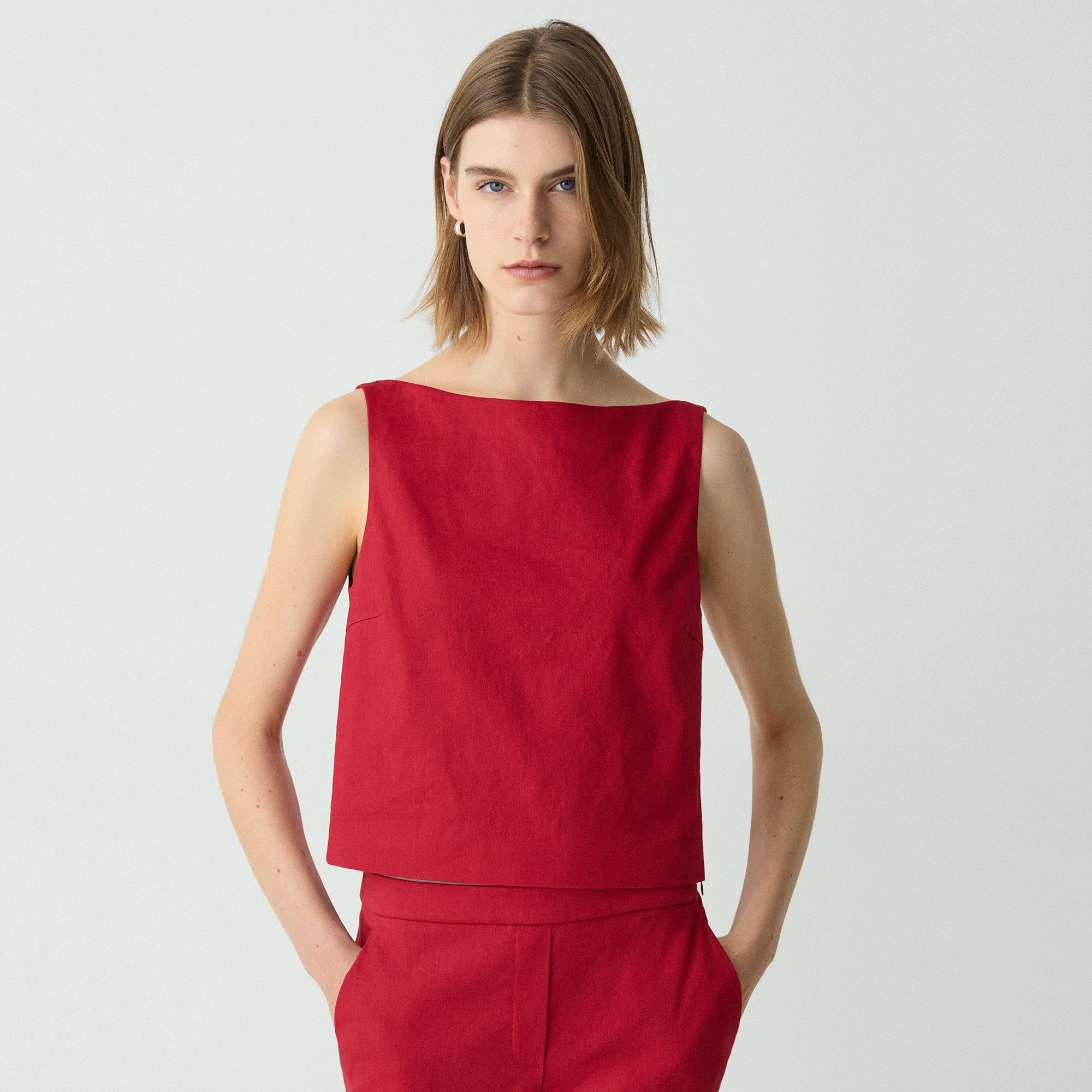 Sleeveless Boatneck Top in Good Linen - 2