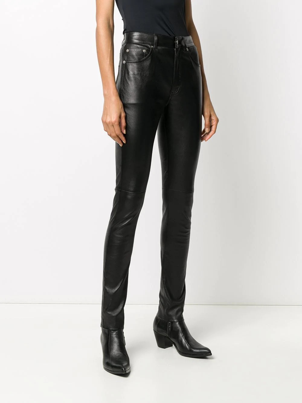 skinny-fit leather trousers - 3