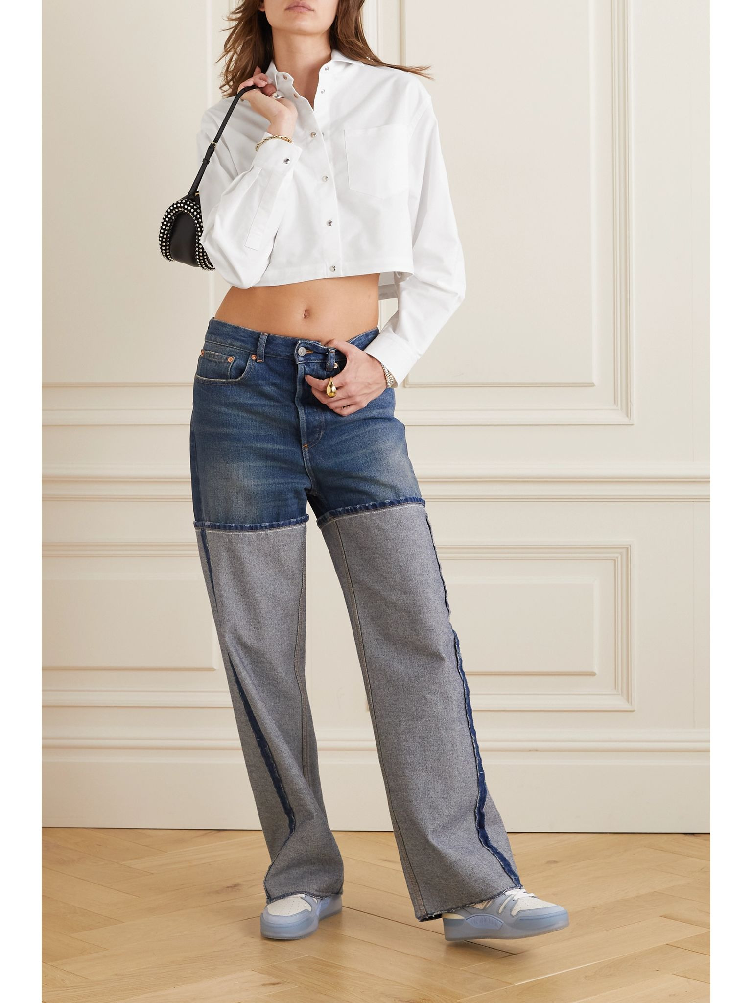 Cropped cotton-poplin shirt White - 2