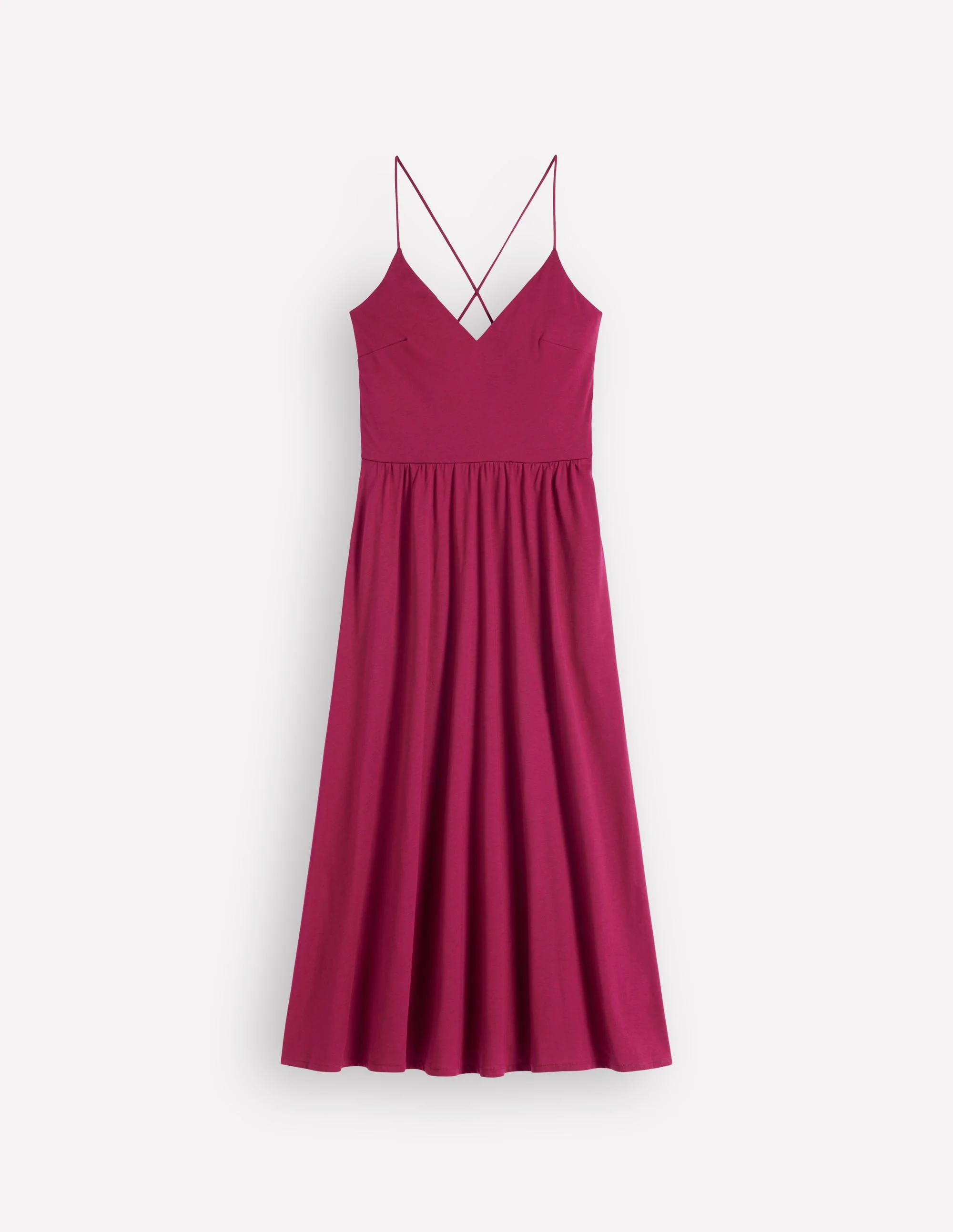 Cross Back Jersey Dress-Beet Red - 1