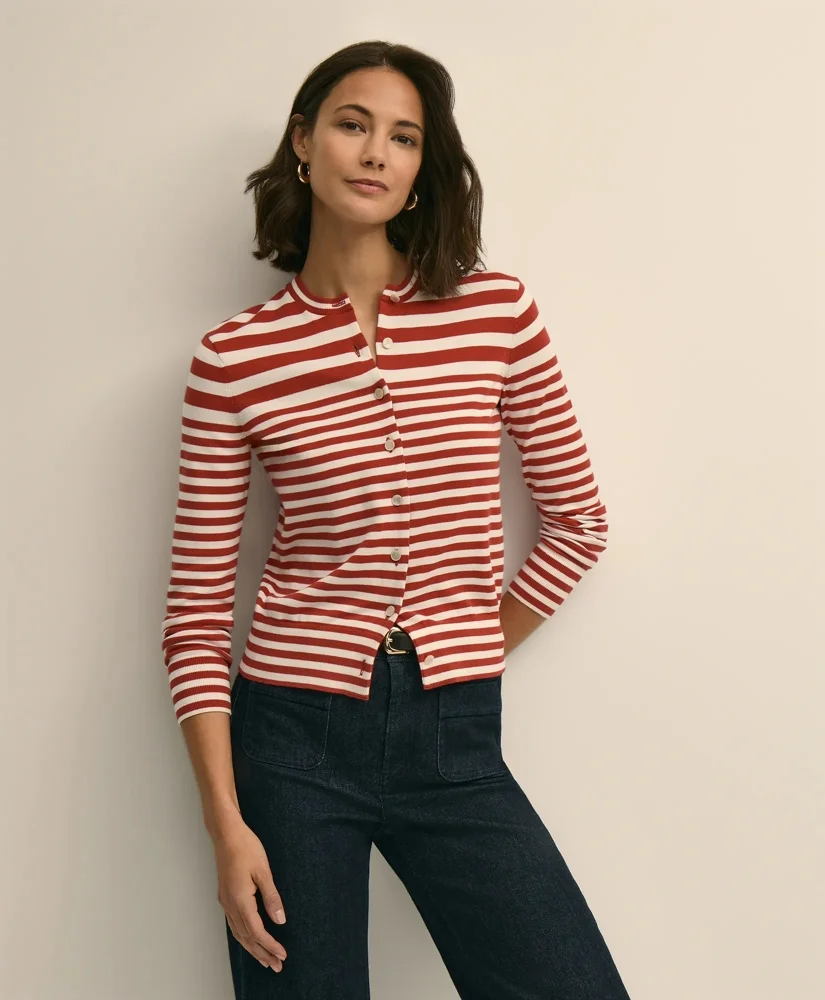 Supima® Cotton Variegated Stripe Cardigan - 1