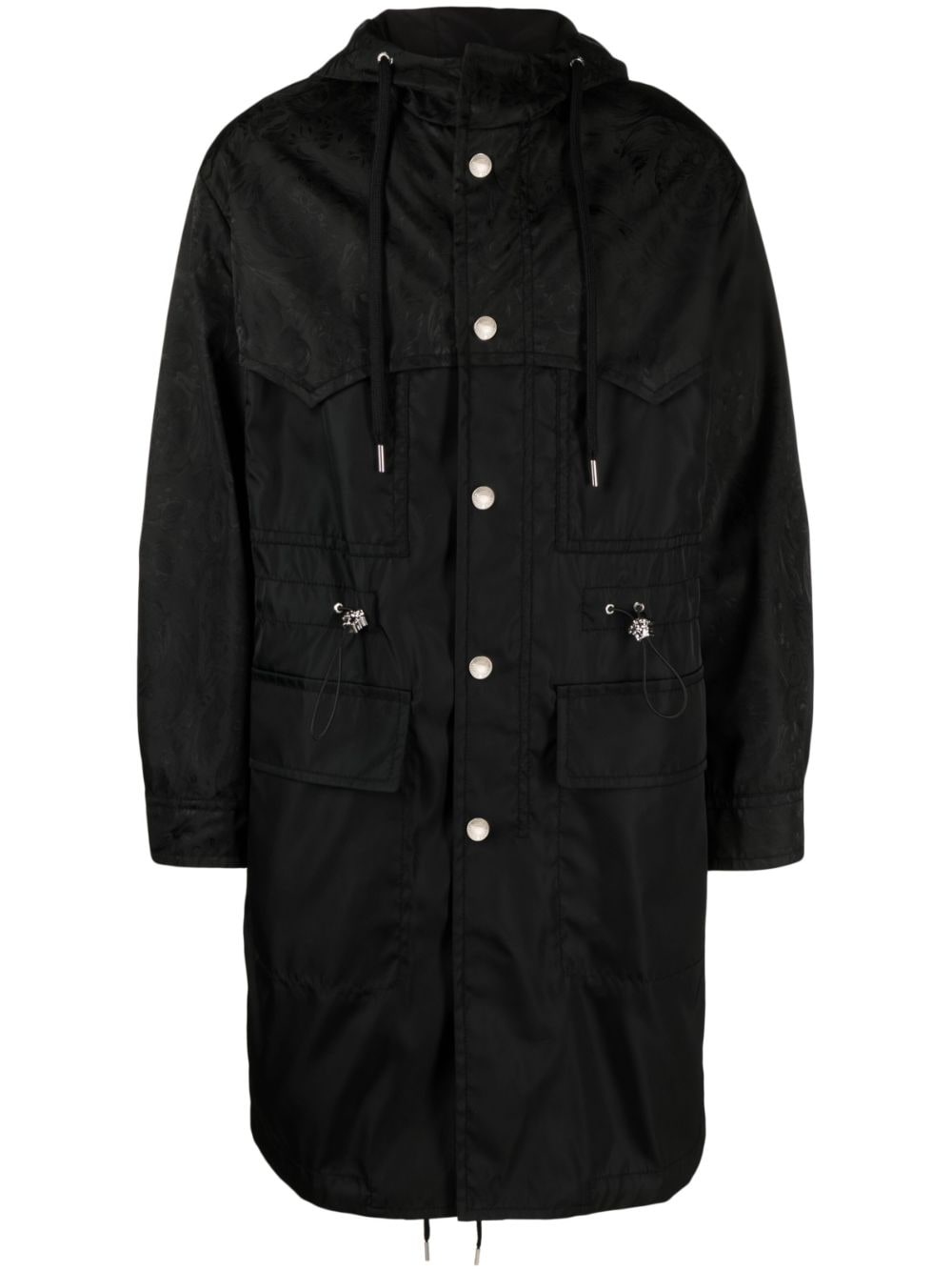 drawstring hooded parka coat - 1