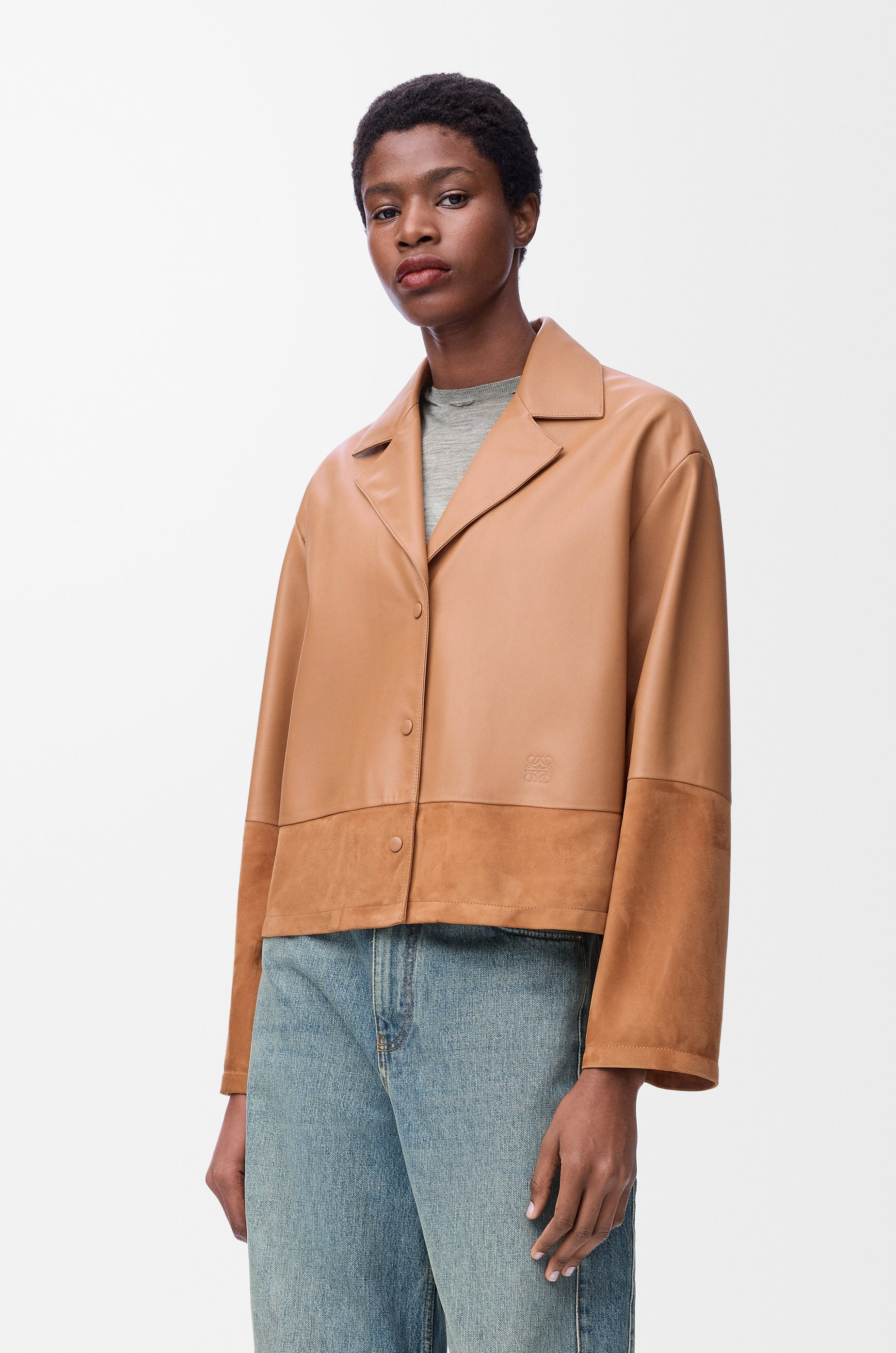 Pyjama blouse in nappa lambskin and suede goatskin - 3