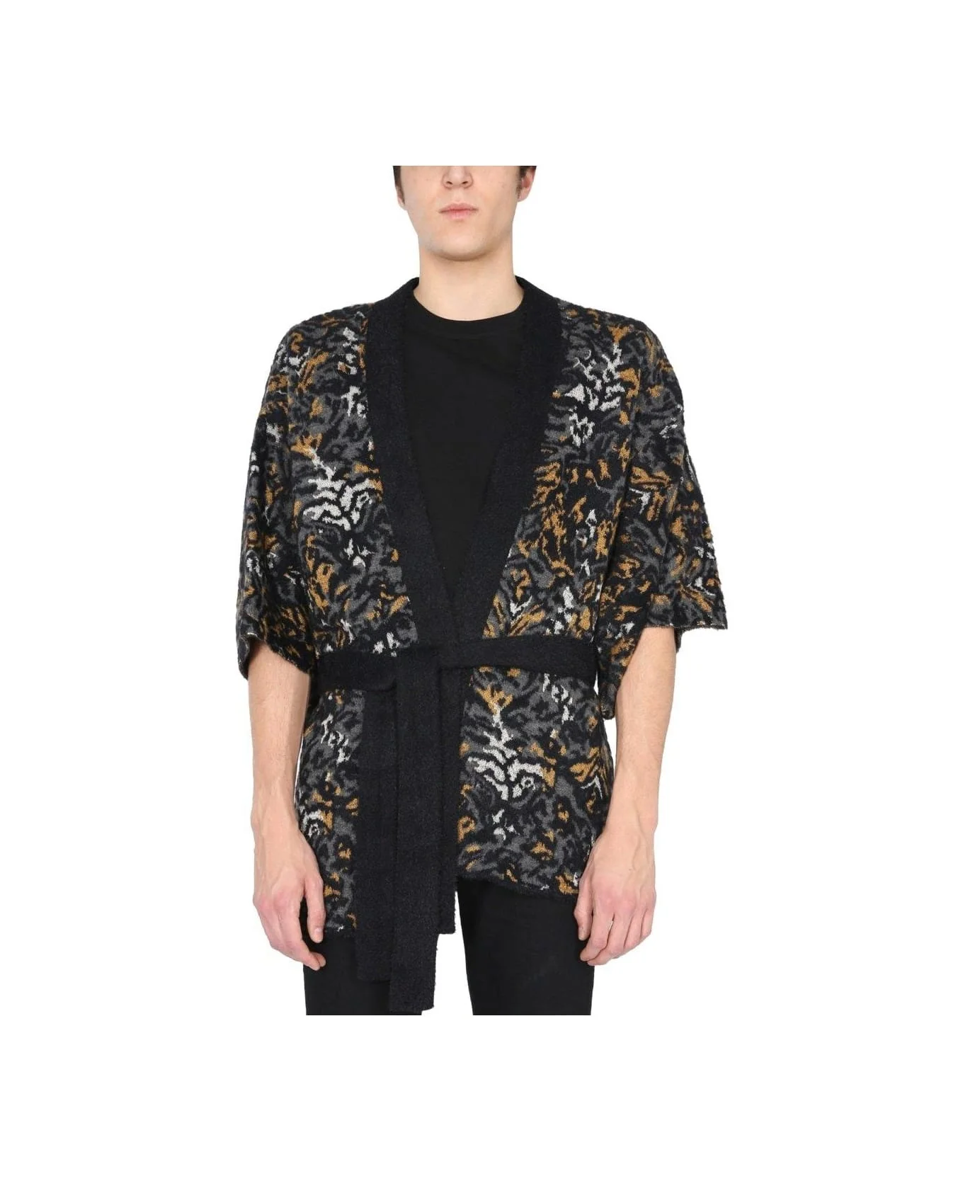 V-neck Tied Short-sleeved Cardigan - 1