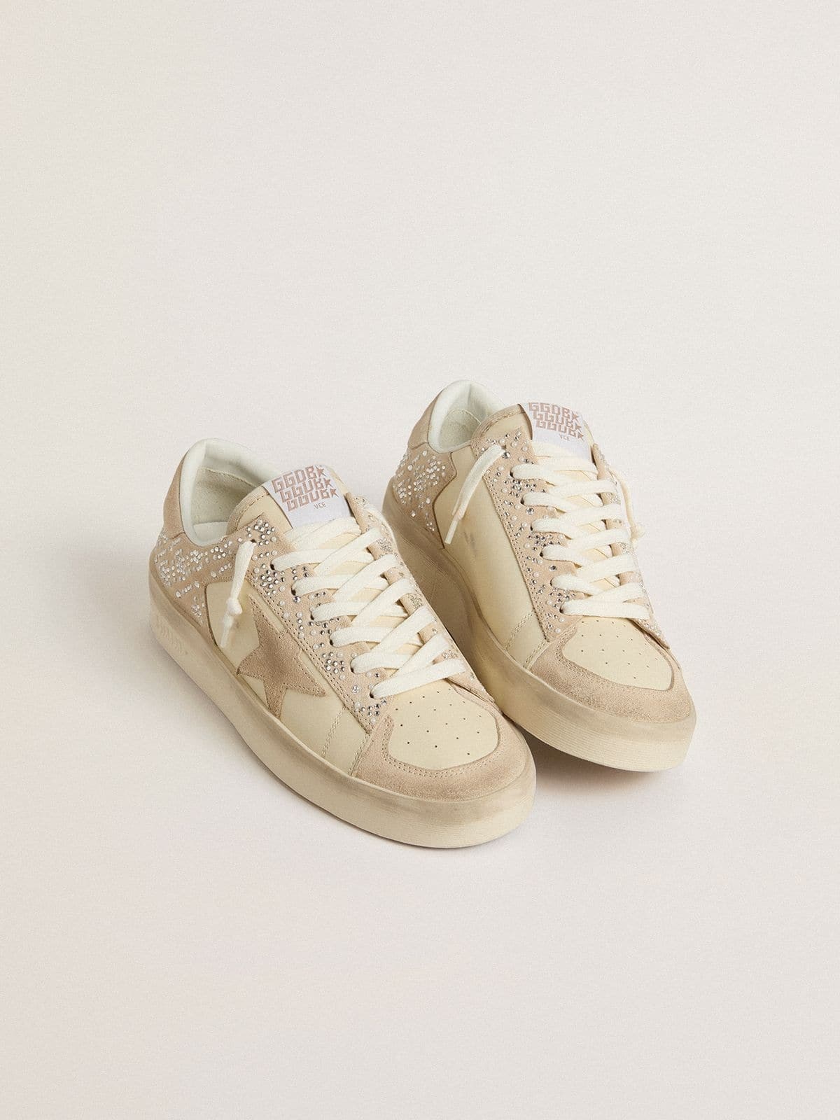 Stardan in cream-colored suede and leather with Swarovski and a suede star - 2