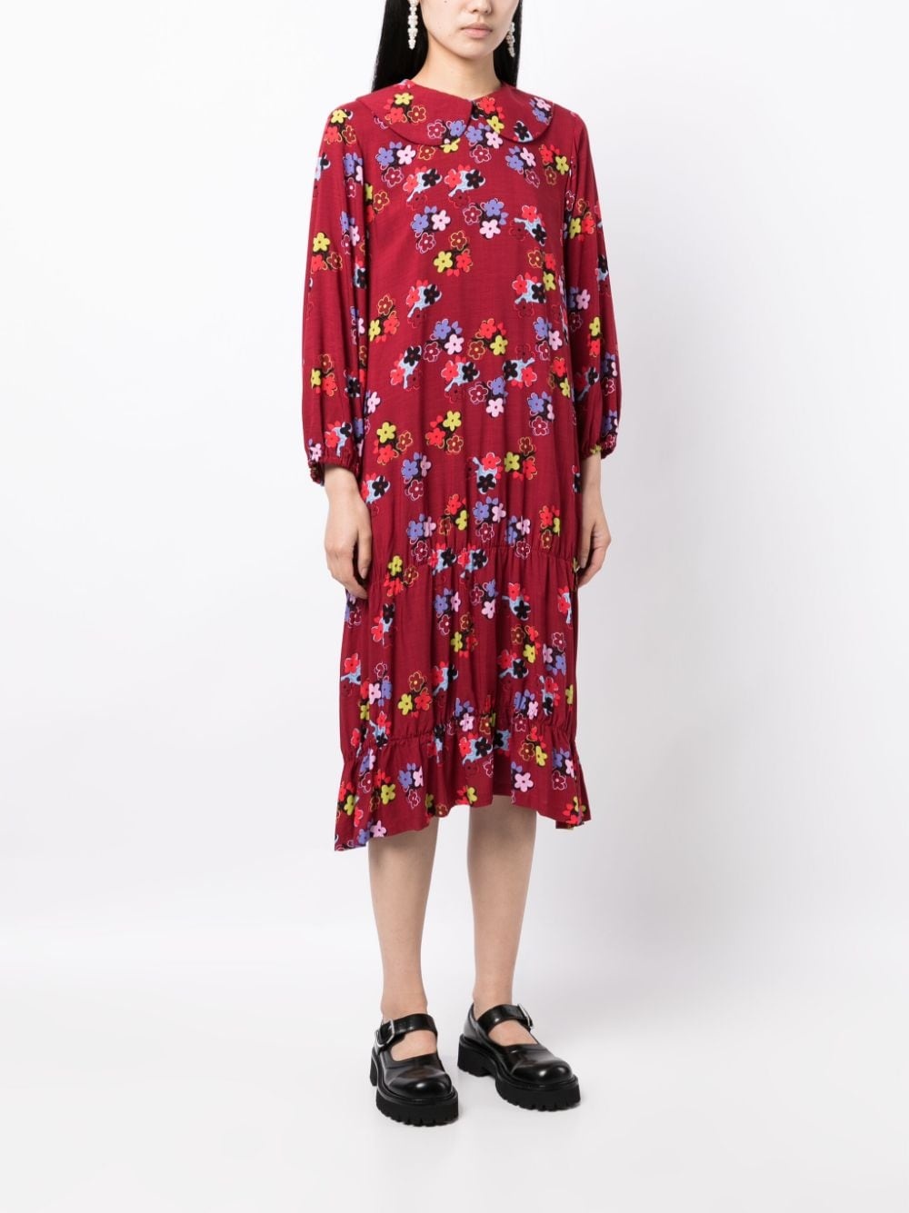 floral-print midi dress - 3