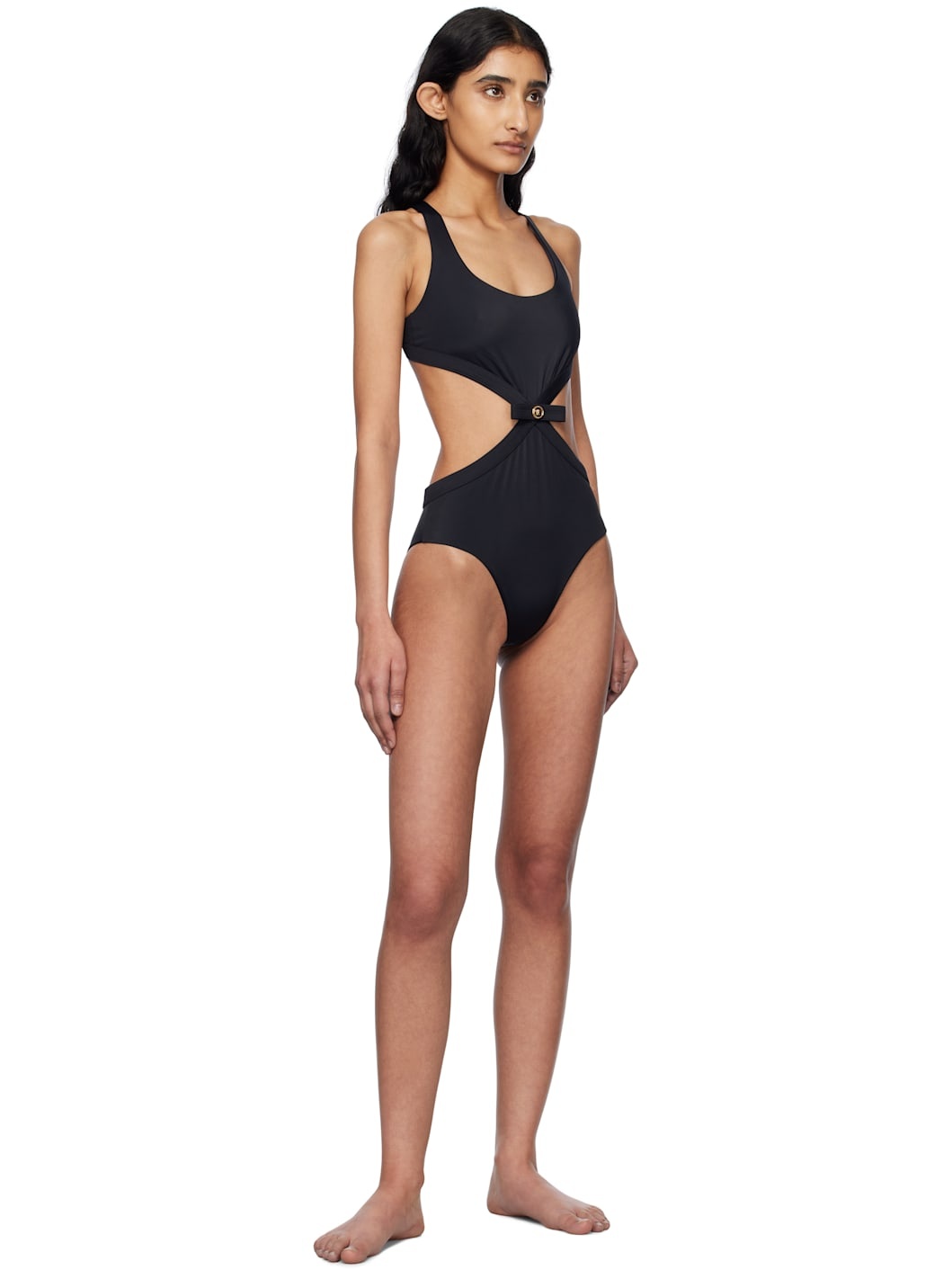 Black Gianni Ribbon Swimsuit - 4