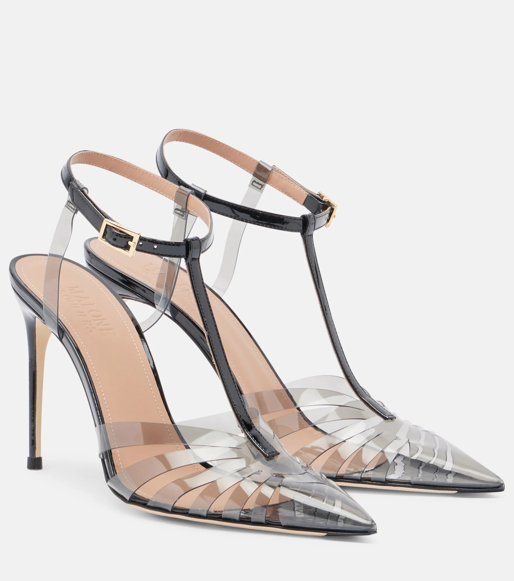 Jilia leather-trimmed PVC slingback pumps - 1