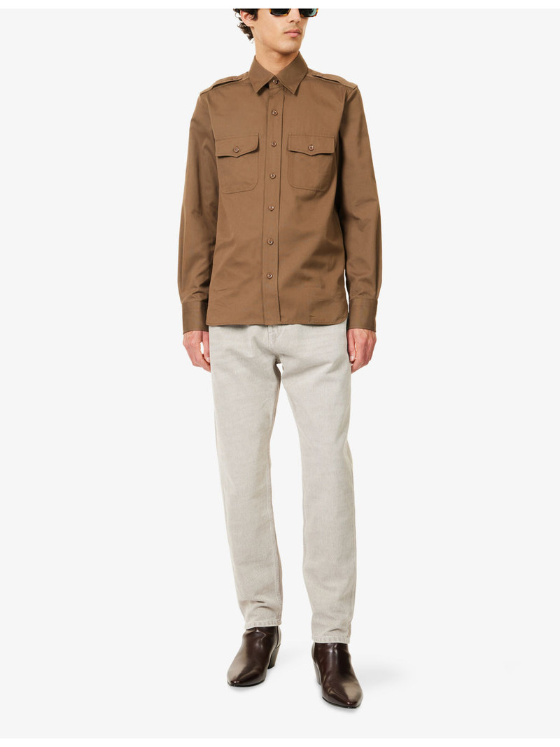 TOM FORD Military Patch-Pocket Cotton-Silk Blend Shirt outlook