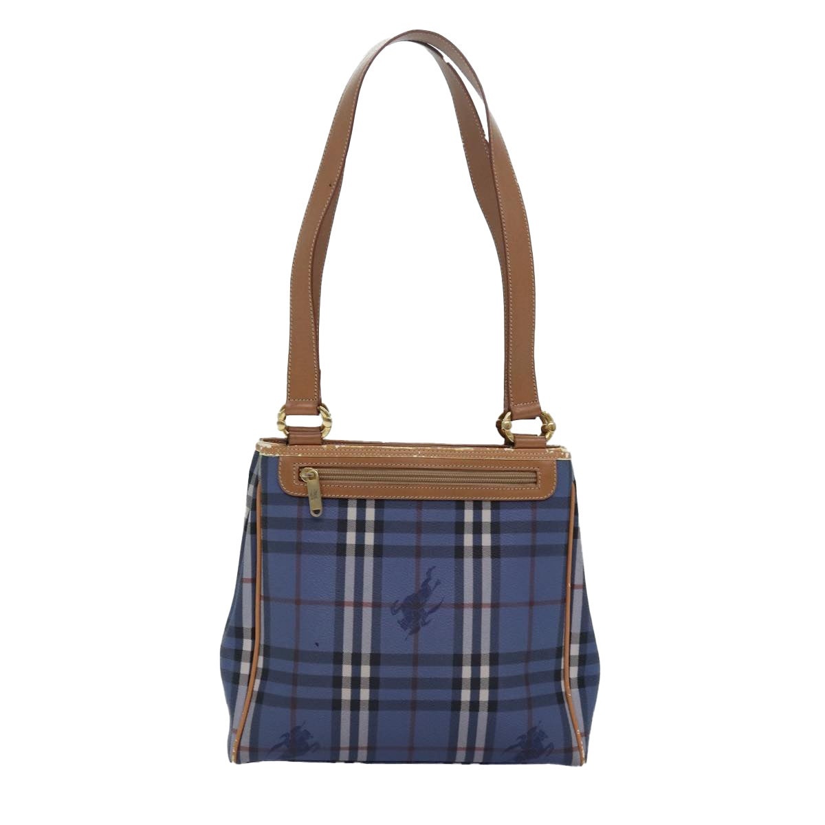 Burberry Nova Check Tote Bag Pvc Leather Blue - 2