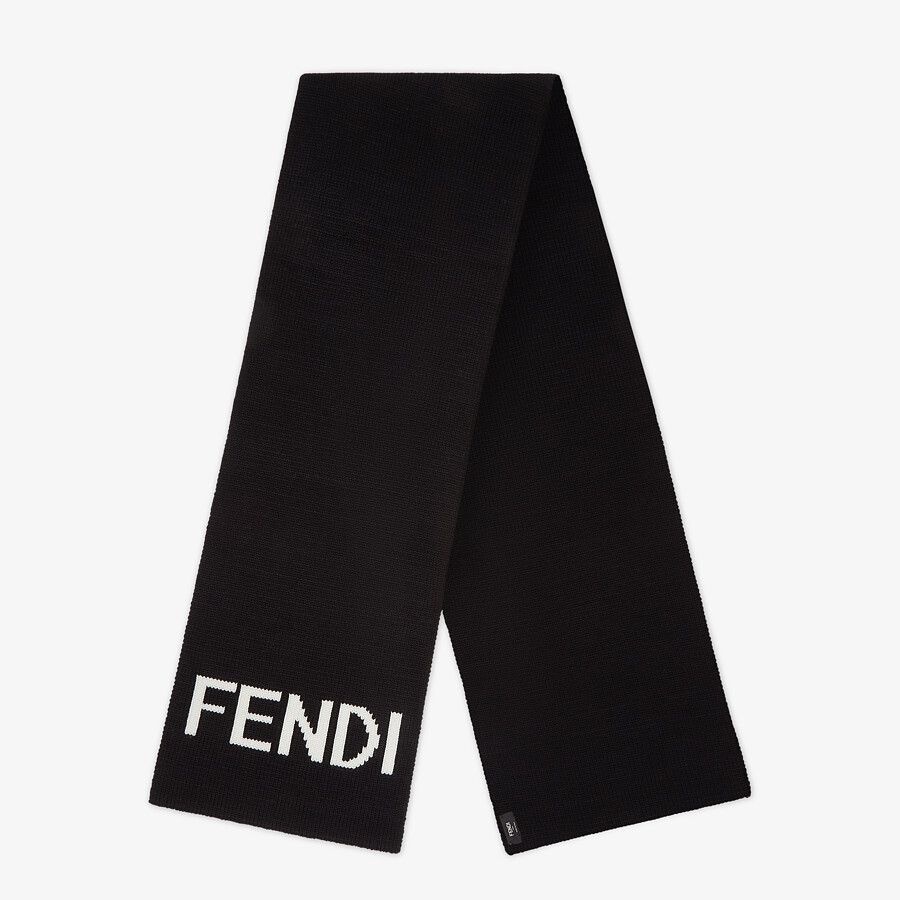 Black wool scarf - 1