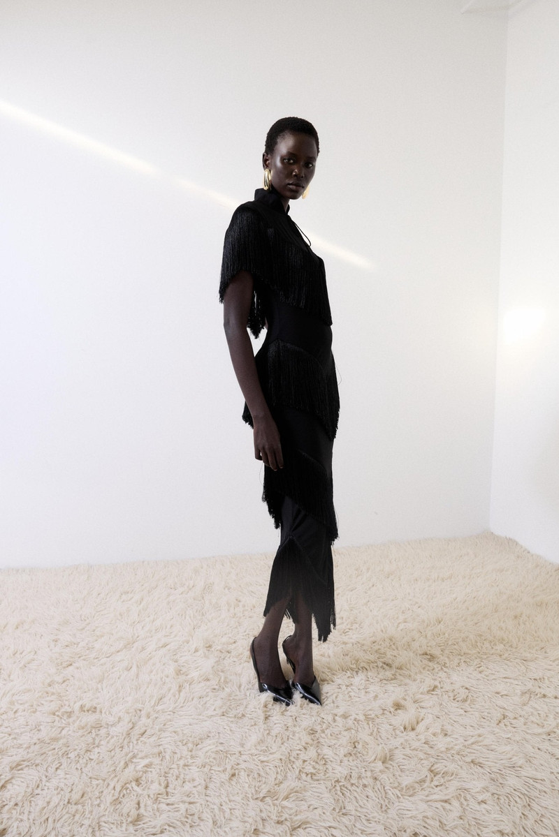 TELLUS MIDI DRESS IN BLACK CHIFFON 6