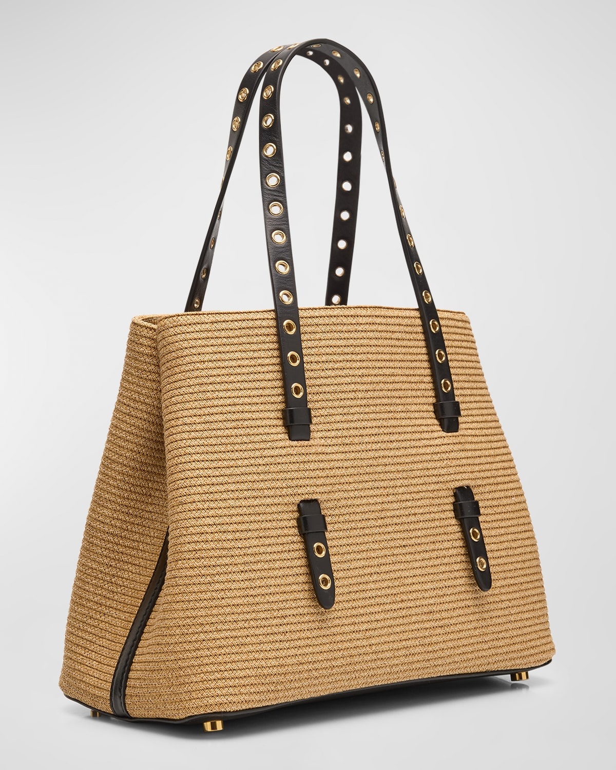 Mina 25 Shoulder Bag in Paper Straw and Leather - 4