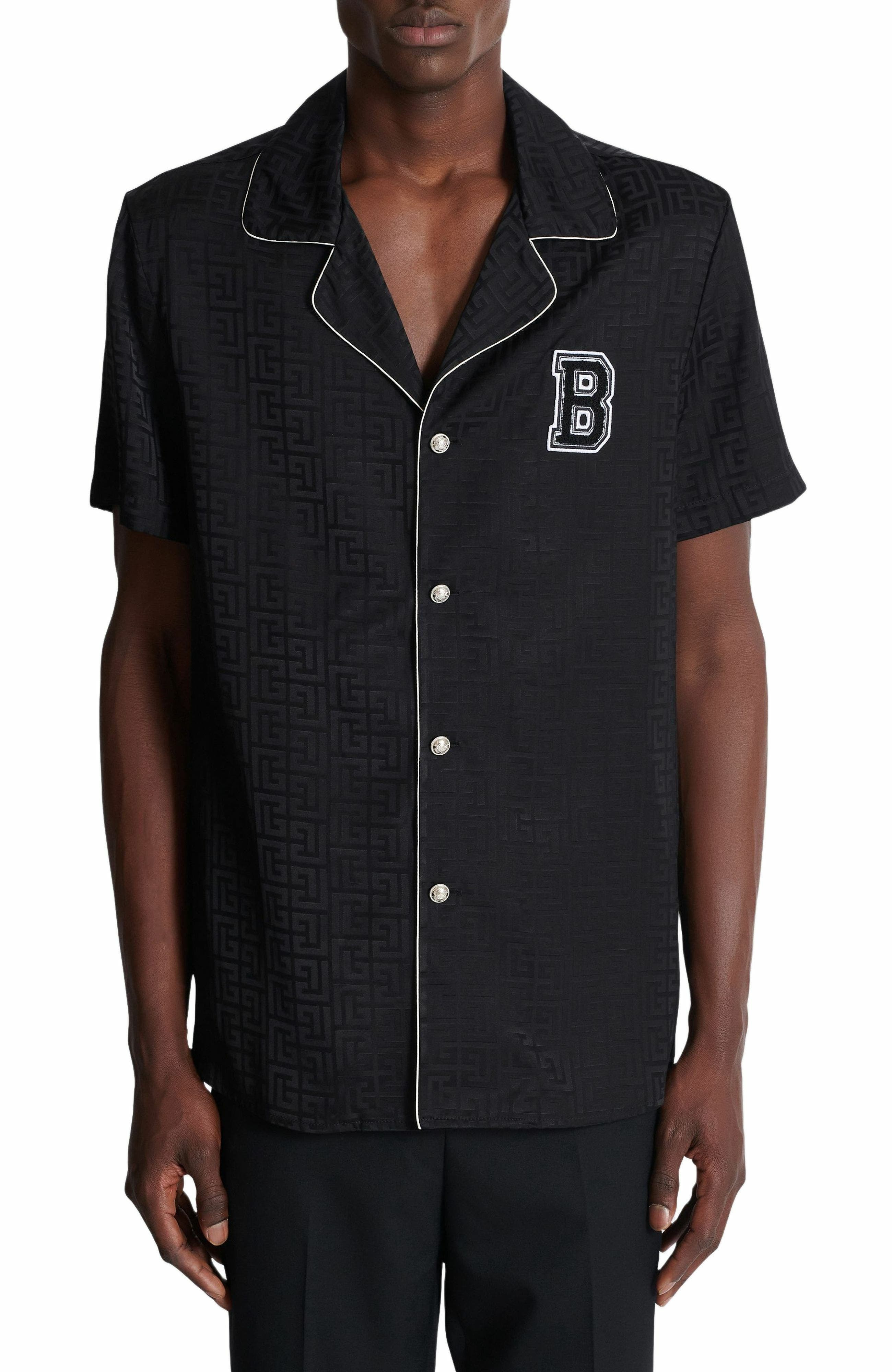 Balmain Varsity pyjama shirt in Black at Nordstrom - 7