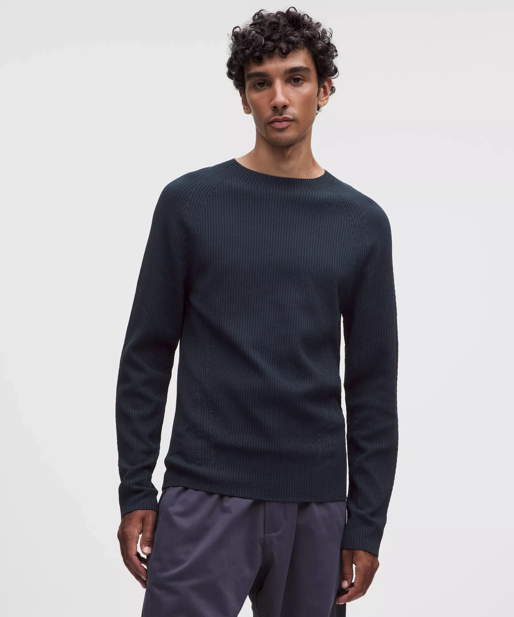 Rib-Knit Slim-Fit Long-Sleeve Shirt - 1