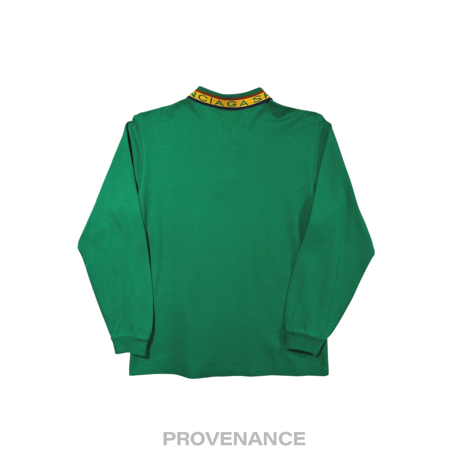 Balenciaga Sports Pique Polo Shirt - Green Embroidered M - 4