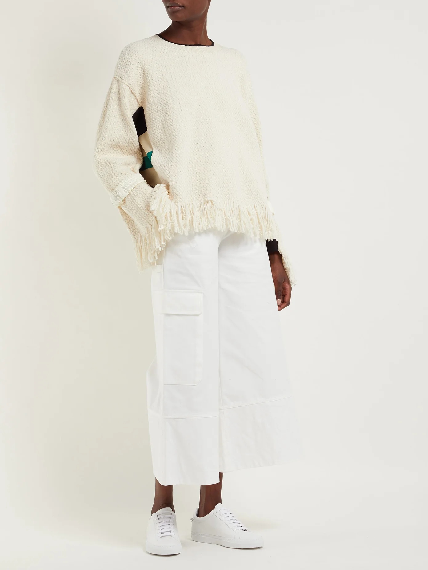 Fringed cotton-blend sweater - 2