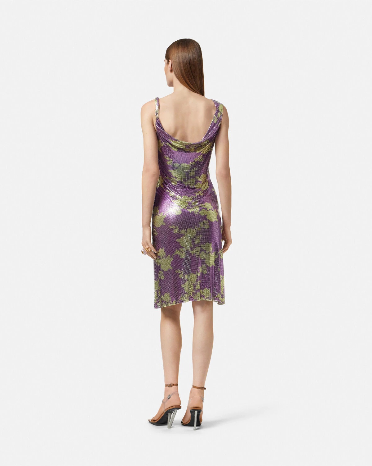 Wild Roses Metal Mesh Draped Midi Dress - 5