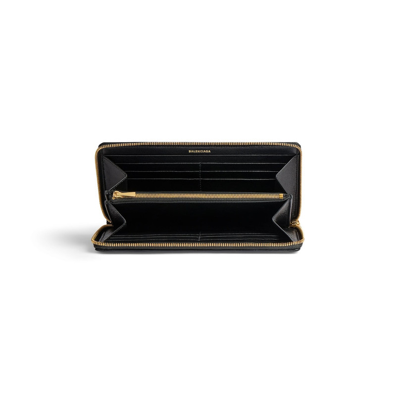 BALENCIAGA Women's Crush Continental Wallet Quilted in Black outlook