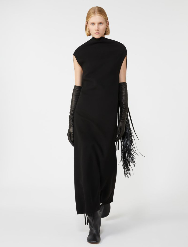Sportmax Long double-faced pure wool dress - RUNWAY - BLACK outlook