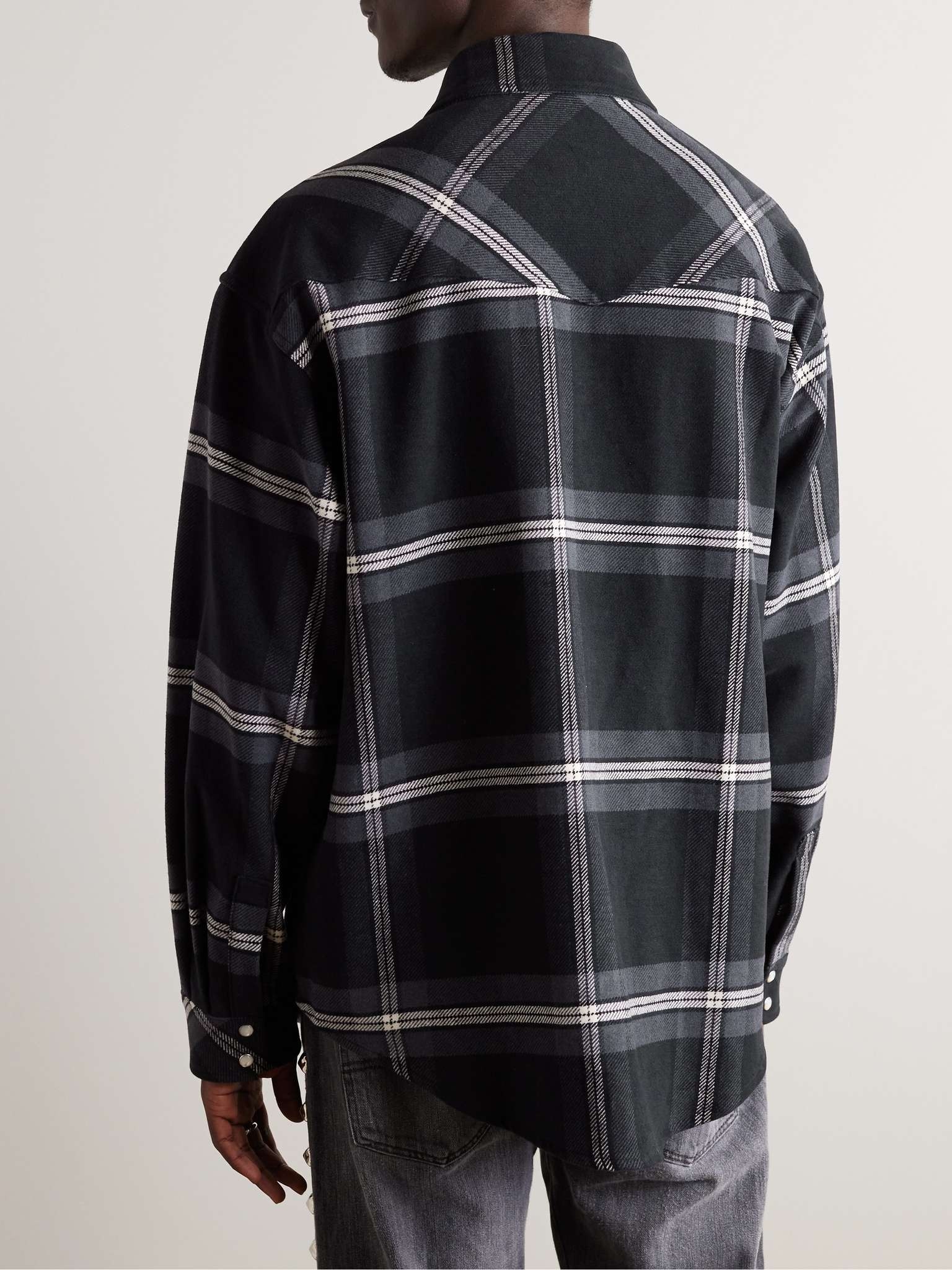 Logo-Embroidered Checked Cotton-Flannel Overshirt - 3
