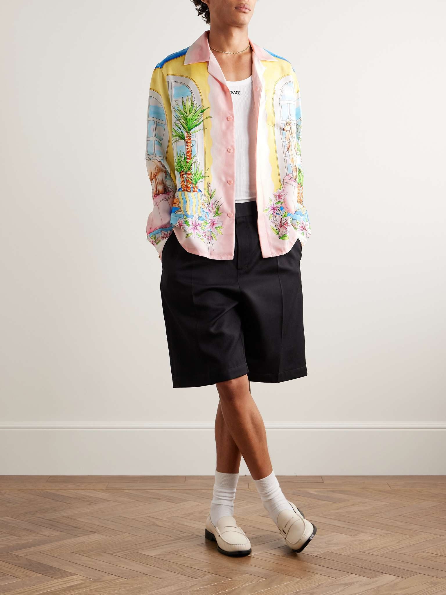 Apartment In The Air Convertible-Collar Printed Silk-Twill Shirt - 2