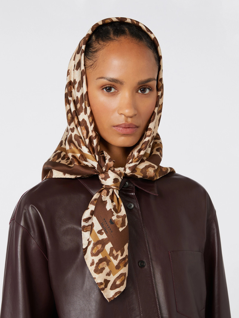 ONESTONEW Patterned silk twill foulard - BLACK 4