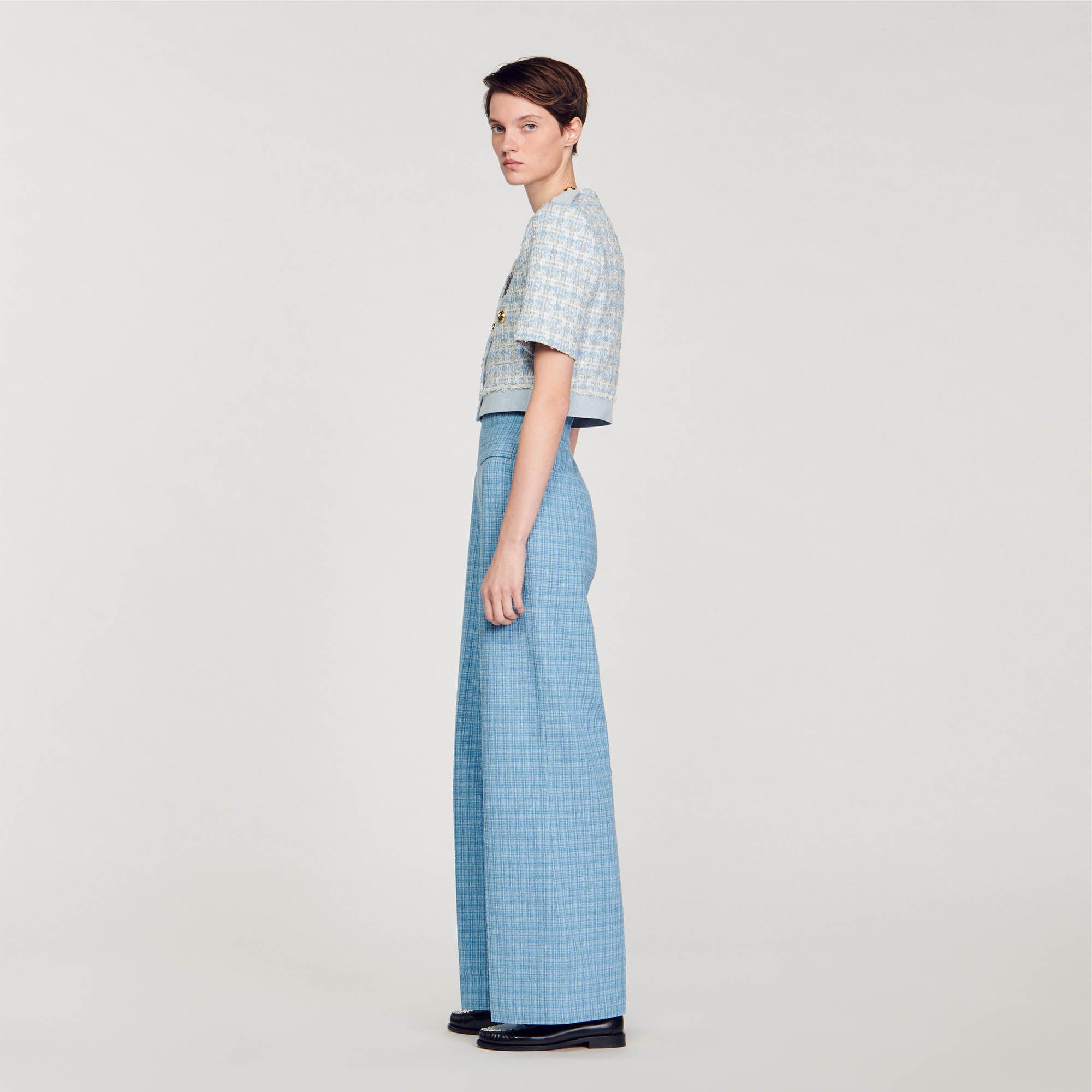 WIDE-LEG TWEED TROUSERS - 7