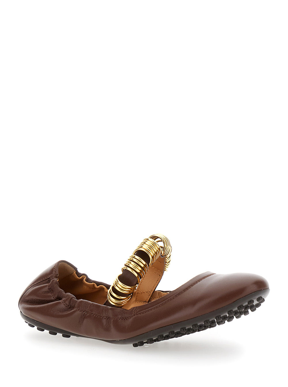 Tod's Women 'Dee' Brown Ballerinas With Decorative Rings On The Front In Leather Woman - 2