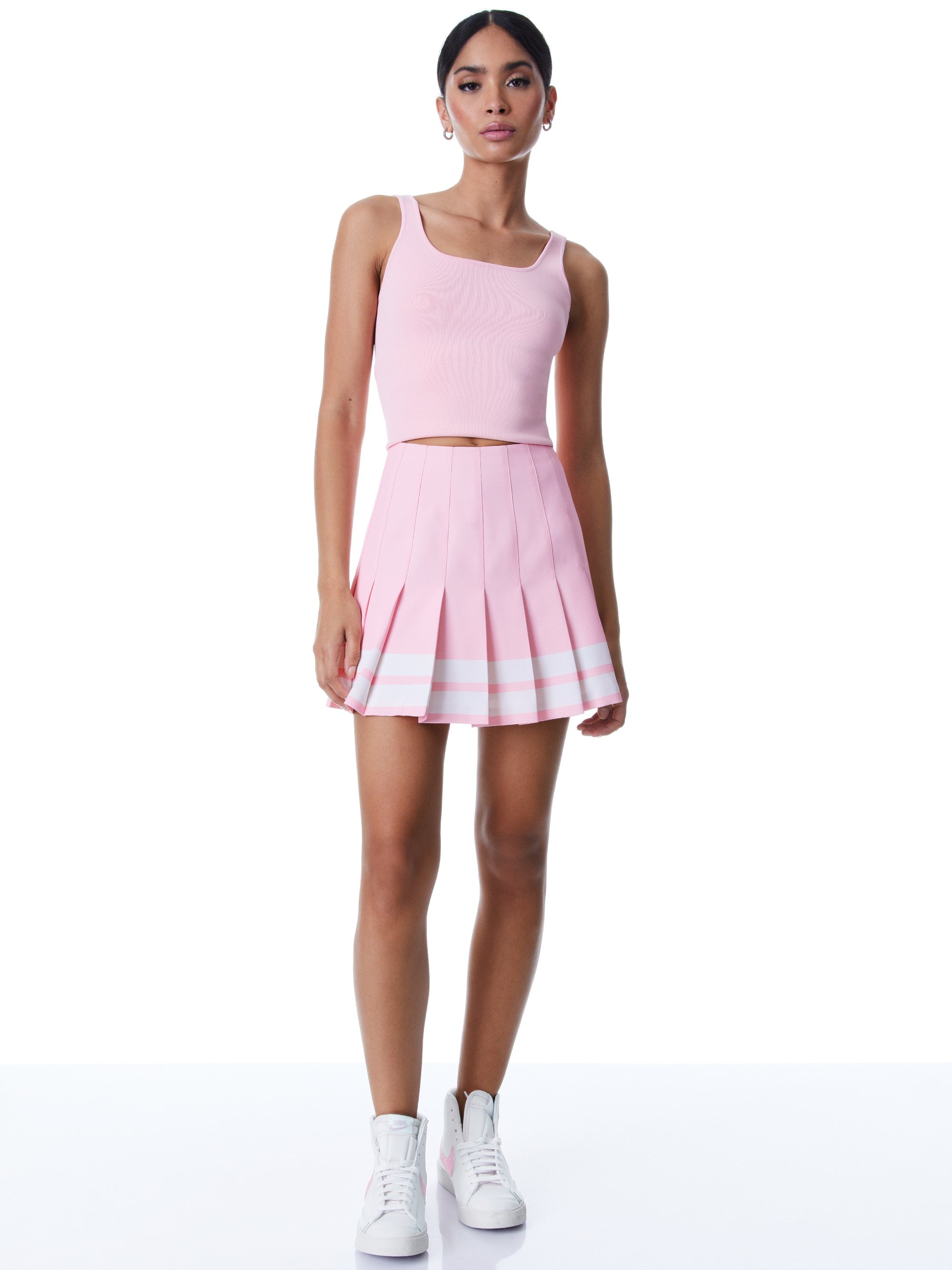 CARTER PLEATED VARISTY STRIPE MINI SKIRT - 4