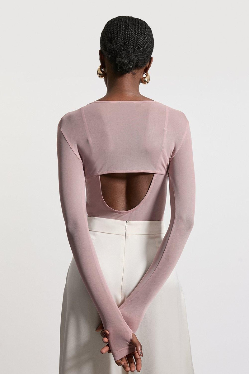 Double Layered Cut Out Mesh Bodysuit 3