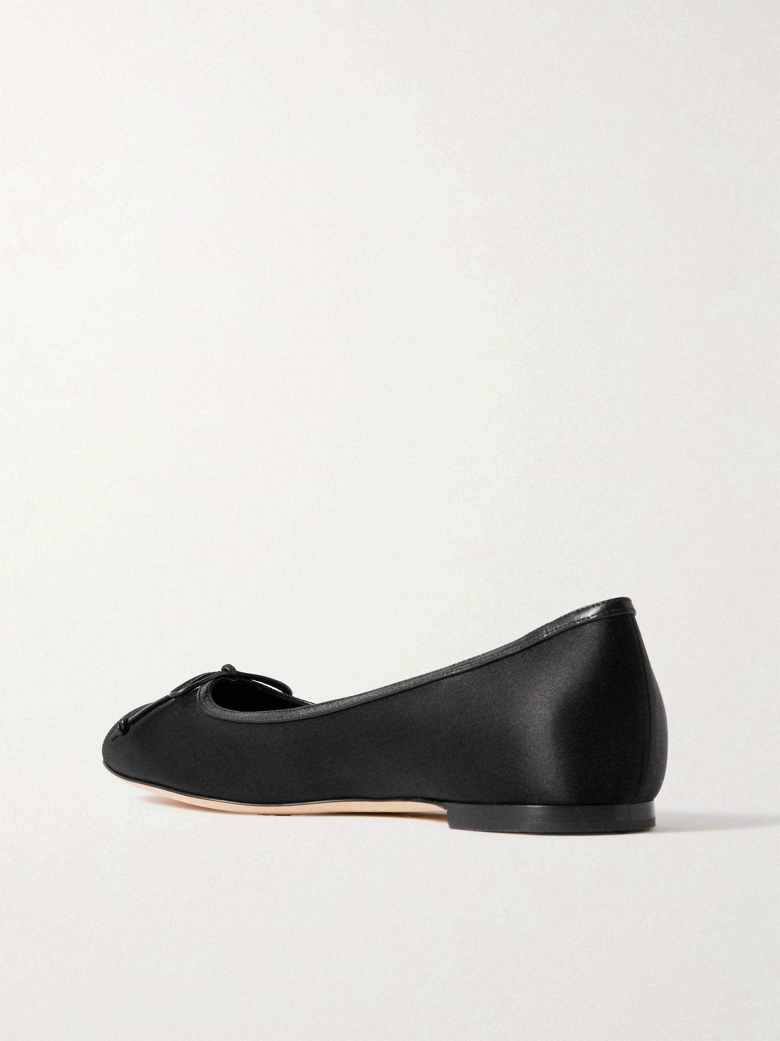 Verallim 10 bow-detailed leather-trimmed satin ballet flats Black - 3