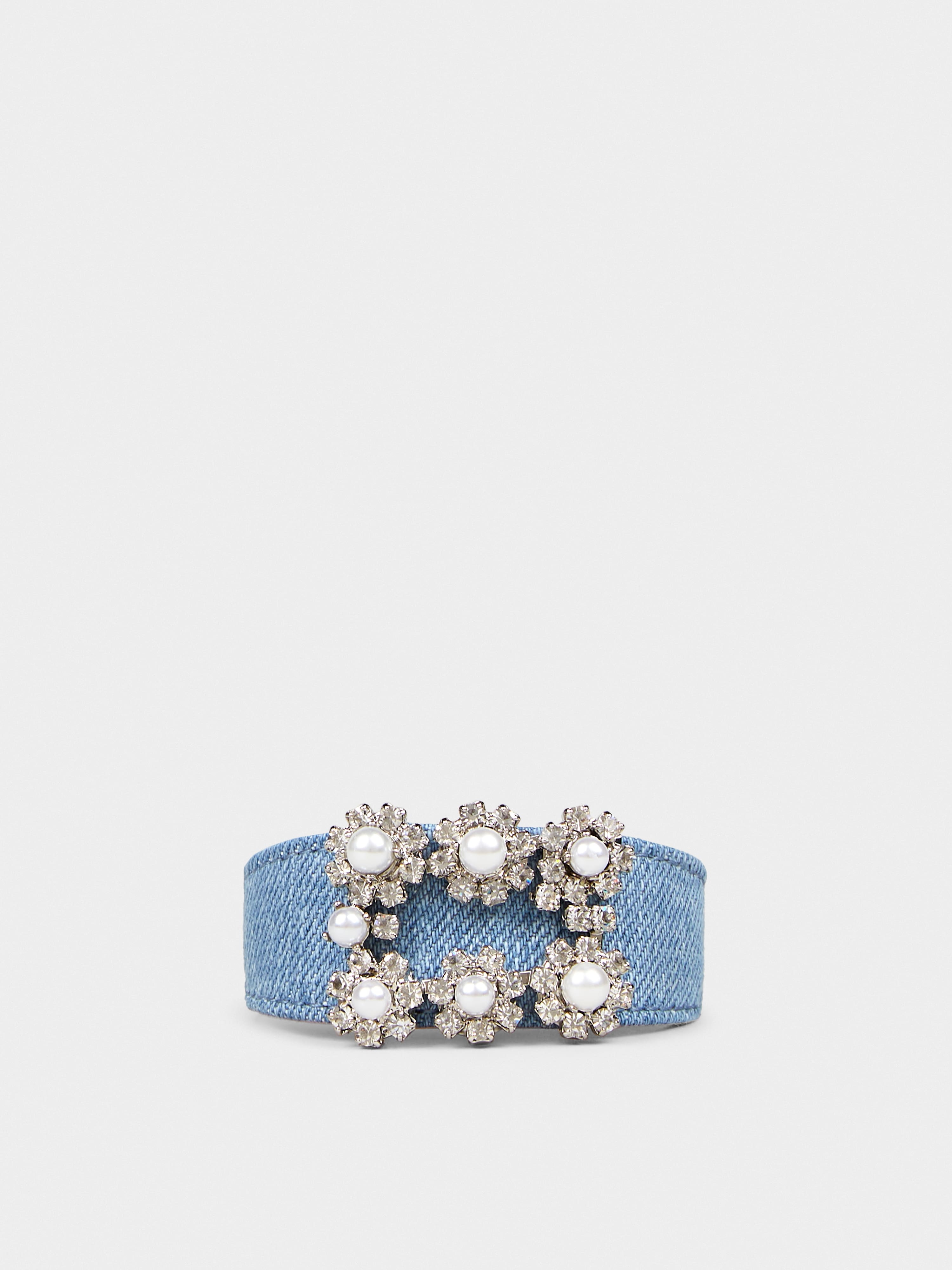 Flower Strass Pearl Buckle Bracelet - 1