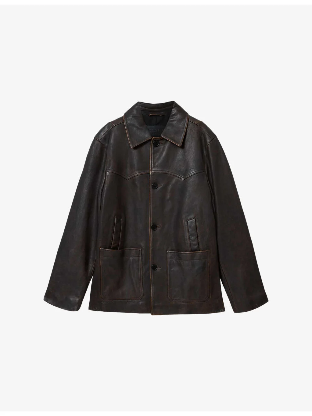 Hartwell Side-Pocket Leather Coat - 1
