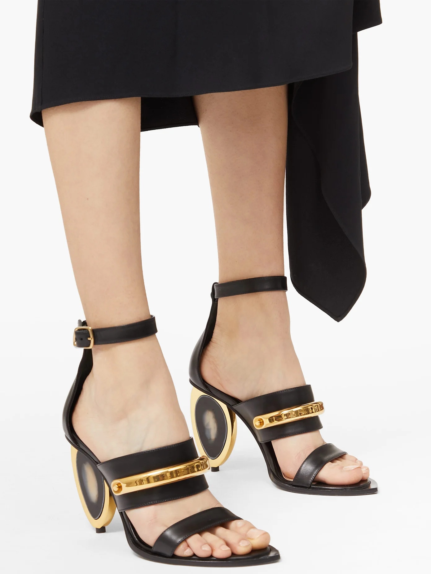 Oval-heel leather sandals - 3