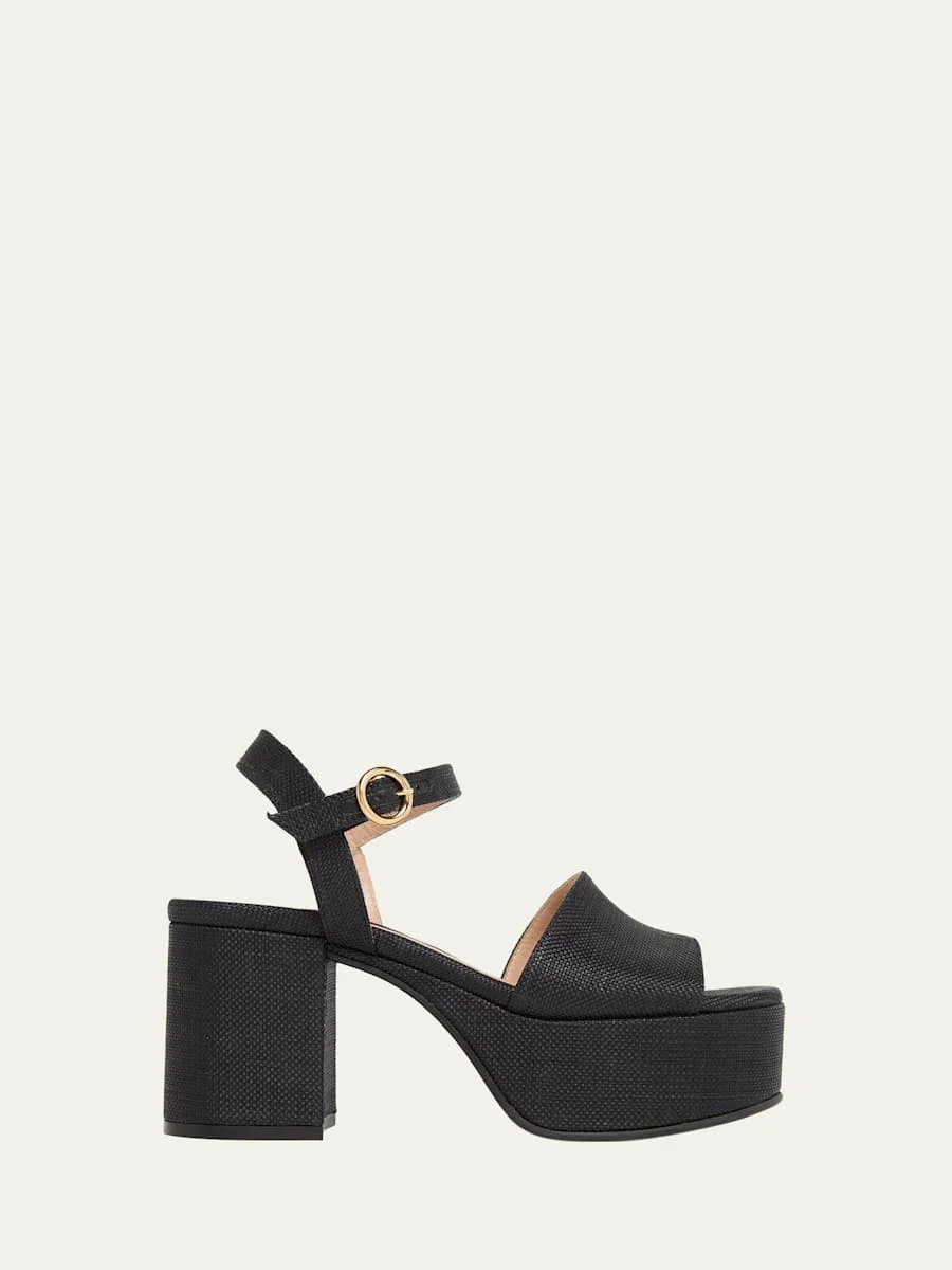 35mm Canvas Platform Block-Heel Sandals - 1