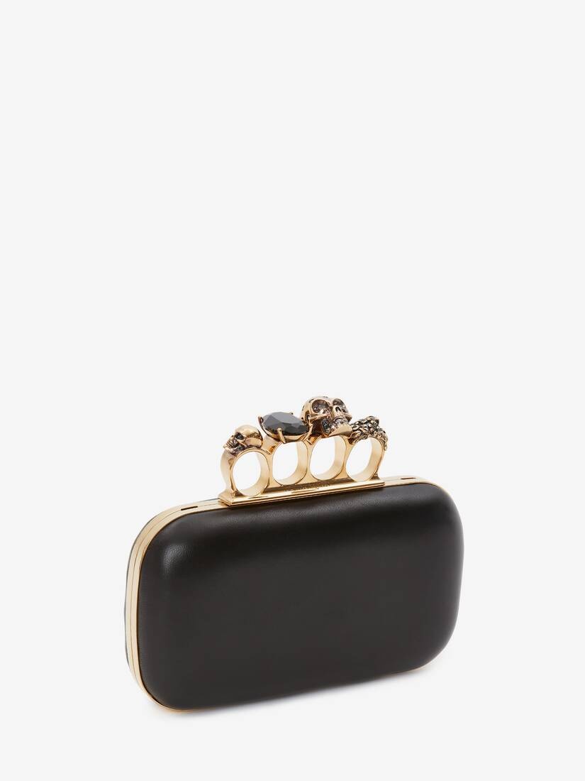 Women's Knuckle Clutch With Chain in Black - 2