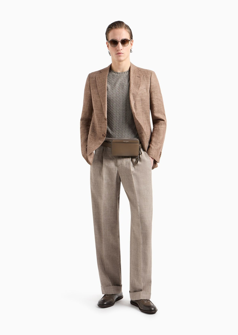 GIORGIO ARMANI George line single-breasted jacket in linen and silk outlook