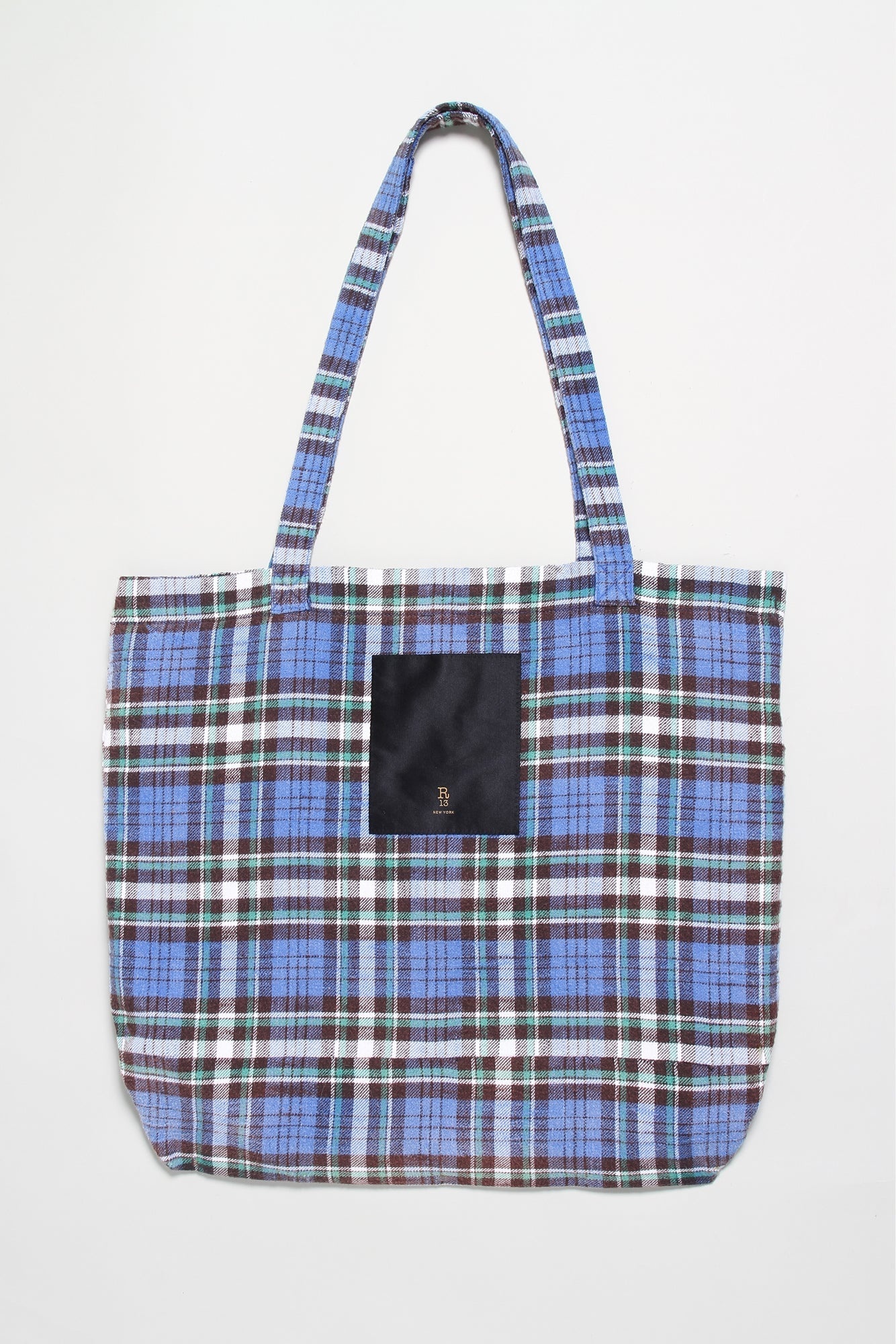 MEDIUM TOTE BAG - BLUE/GREEN PLAID - 2