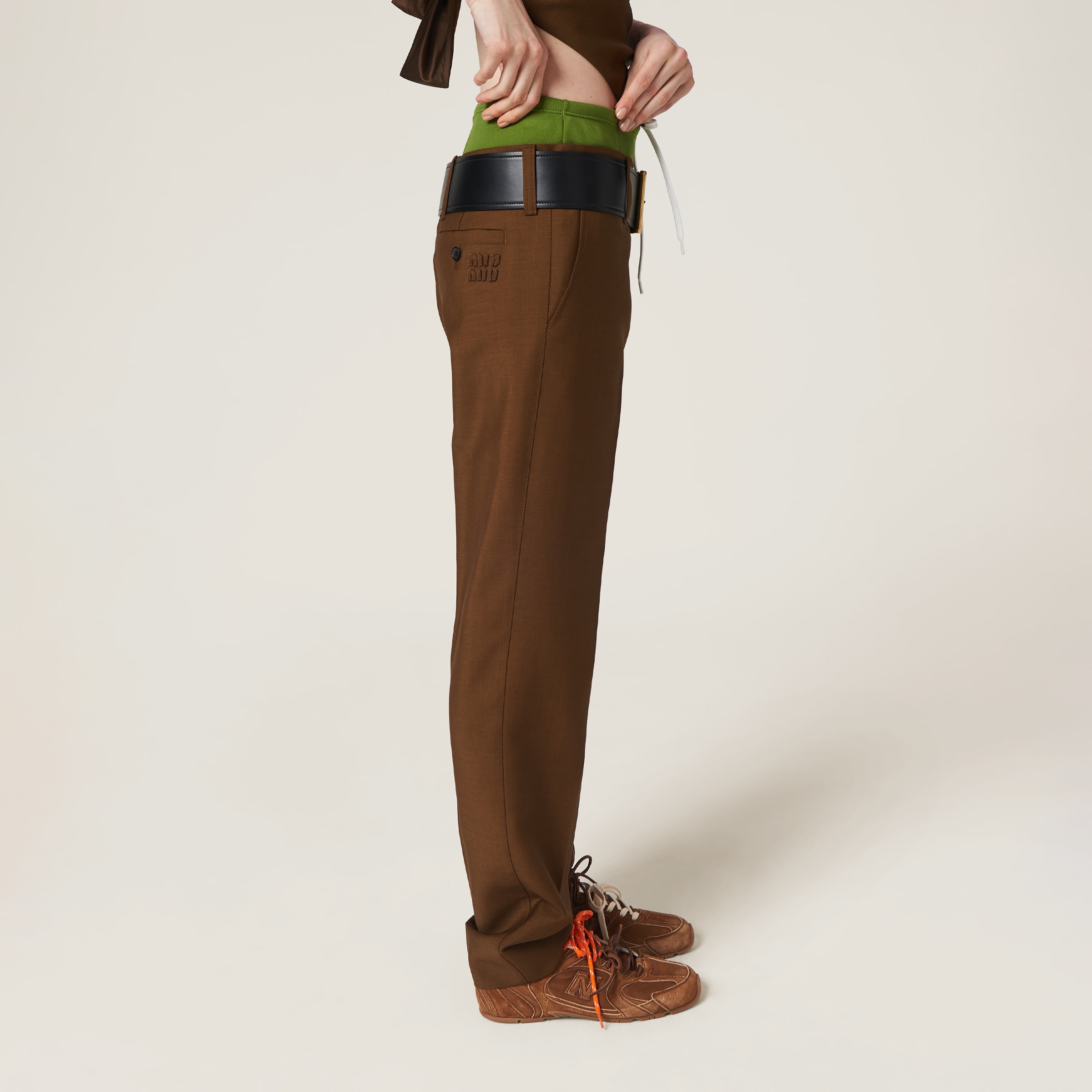 パンツ Miu Miu Kid Mohair Trousers Navy Kid Mohair Pants | Miu Miu