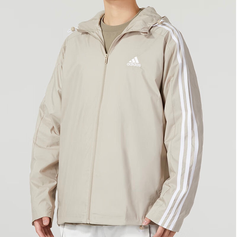 adidas 3-Stripes Windbreaker Jackets 'Beige' IJ8693 - 4