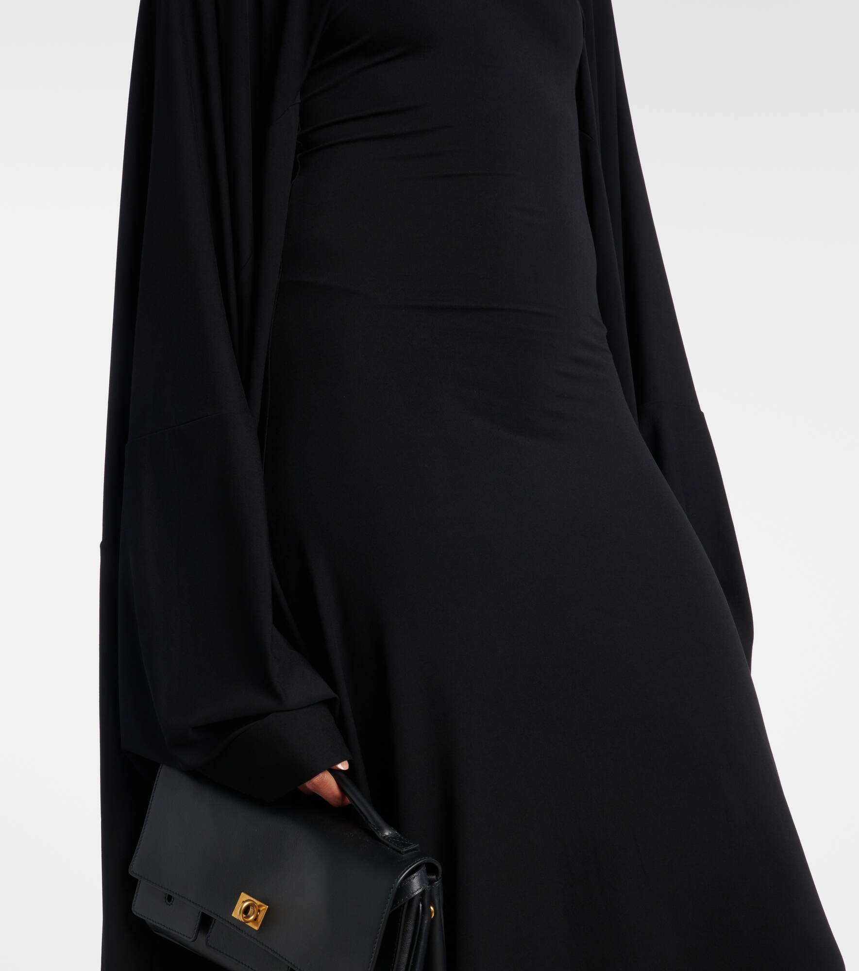 Caped turtleneck jersey gown - 5